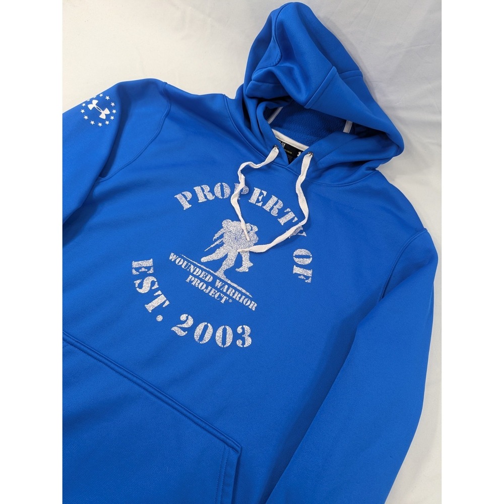 Under Armour Hoodie Mens Medium Blue Wounded Warrior Project Storm Fleece Logo